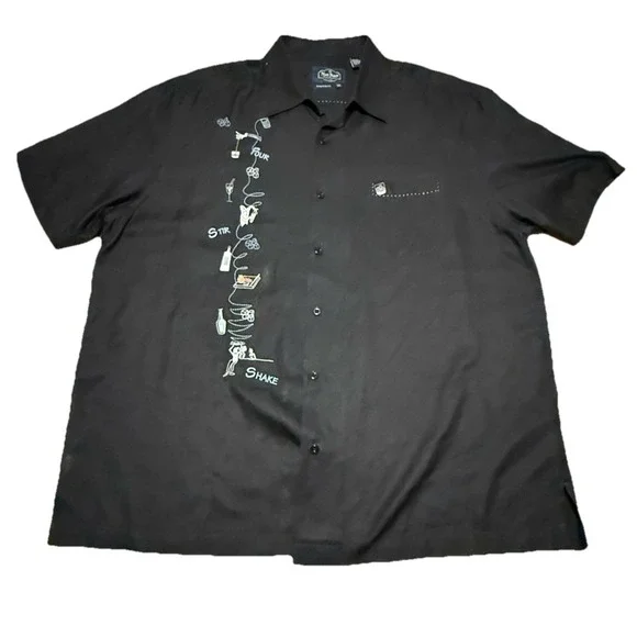 Nat Nast Silk Shirt Mens Limited Edition Design #307 Pour Stir Shake America Fit - Picture 1 of 9